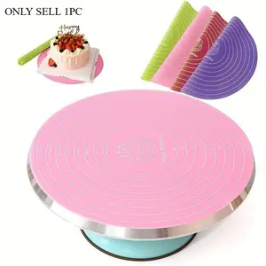 1Pc Non-stick Silicone Pastry Mat for Cake Turntable with Measurements - Heat-resistant Baking Tool Bakeware Baking Supplies for Easy Cake Decoration and Baking