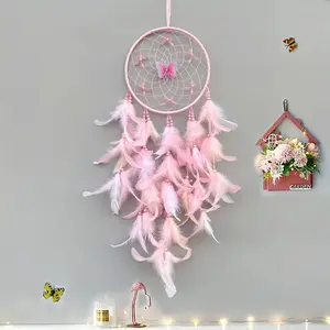 Boho Dreamcatcher Wall Hanging, Wall Hanging Ornament, Handmade Feather Wind Chime Decor, Perfect Gift for Halloween & Christmas, Ideal for Living Room Bedroom