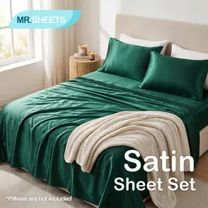 [Memorial Day Sale]NTBAY Satin Sheet Set 3/4 Piece – Silky Smooth Cooling Sheets for Hair & Skin, Deep Pocket Bedding Set