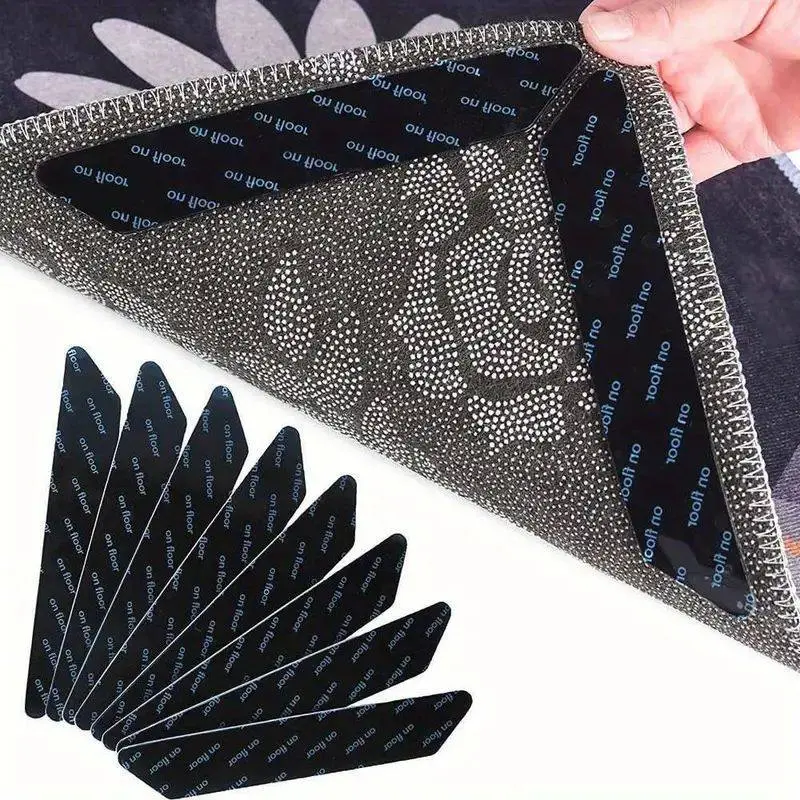 12pcs Adhesive Carpet Stickers - Non-Slip Rug Fixers, Anti-Curling Home Improvement Bathroom Fixture Accessory for Living Room, Bathroom Rugs (prevents slip)