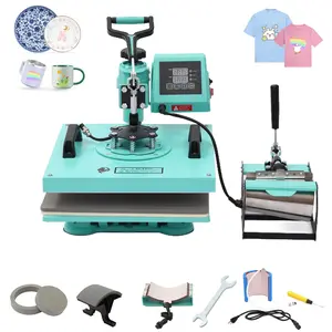 GARVEE 6 in 1 15x15 Inch Digital Swing Away Heat Press Machine for Sublimation and Heat Transfer on T-shirts, Caps, Mugs, Plates, Pillows, and Bags with Multifunction Combo