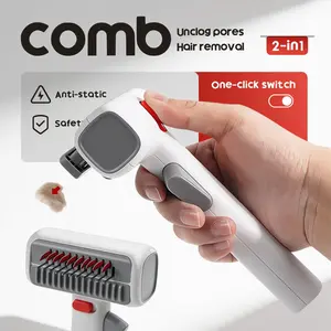 2-in-1 Pet Dematting Rake & Deshedding Brush for Dogs Cats | Front Needle & Rear Blade Design | One-Click Self-Cleaning Hair Removal Tool | Unclog Pores Massaging Comb with Safety Latch | Professional Grooming Pet Supplies Groomer Tools