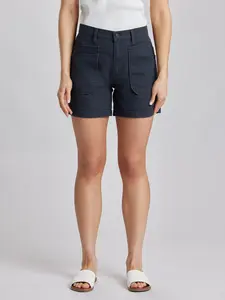 Women’s Slim Fit Herringbone Denim Shorts – Mid-Rise Cuffed Summer Casual Shorts