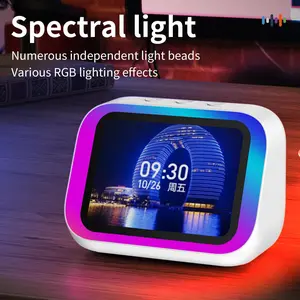 Smart Bluetooth-compatible Compact Portable Speaker with Audio, Weather Display, Night Light, Music Story Player, Photo Frame, Perfect Gift, Table Mount, 3.7v Power Consumption
