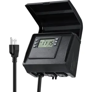 Digital Pool Timer for Above Ground Pools, NEMA 5-15R Plug-in Timer with Dual Outlets, 15A 125V 1HP, Programmable 7-Day Schedule, Weatherproof Cover, for Pool Pumps, Lights and Salt Systems