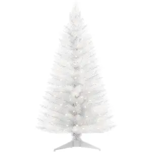 4ft Lighted Artificial White Christmas Tree with Light, Small Artificial Xmas Tree, Not Pre-lit White Pine mini Trees with Lights for , Office, and Xmas Party Decor