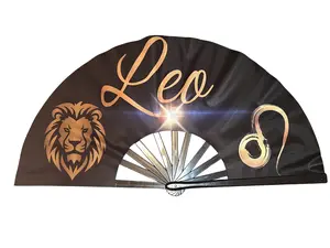 Black Zodiac Large Hand Fan - Clacking folding statement fan
