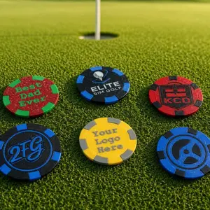 Custom Poker Chip Golf Ball Marker - Personalized with Your Logo or Slogan