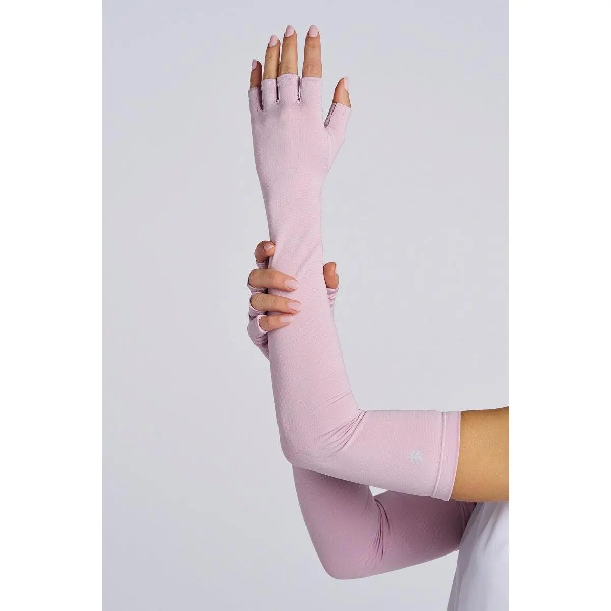 Perpetua | Unisex Long Fingerless Gloves | Dusty Mauve