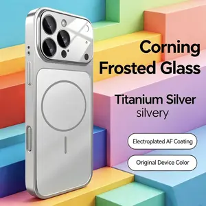 Magnetic Coating Case for Apple iPhone 17 Pro Max, Magsafe Compatible, Titanium Silver, Shockproof, Anti-Fingerprint, Lens Protection, Wireless Charging Friendly