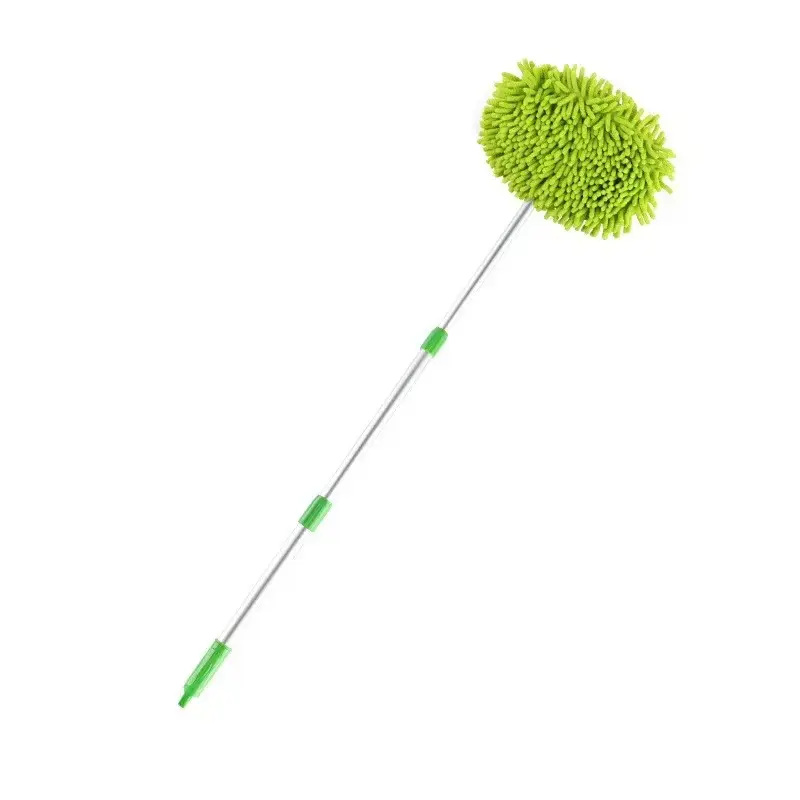 Long handled Chenille car wash mop features a telescopic rod design with a rotatable detachable brush head bristles are soft and durable safe and harmless for car paint suitable for SUVs RVs and trucks