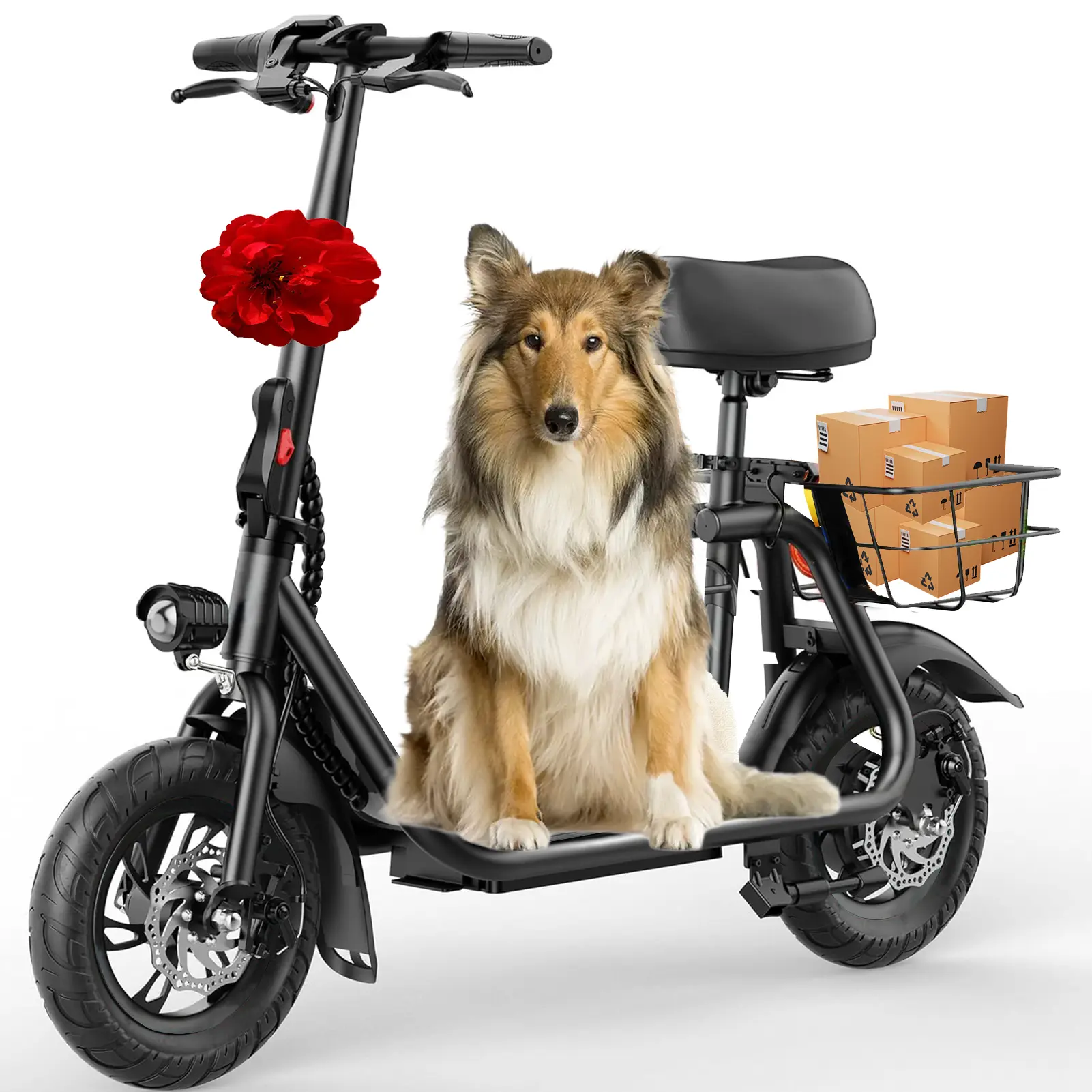 Electric Scooter for Adults with Seat, 30/35 Miles Range 550W Motor up to 19/20 MPH with Display, Electric Scooter with Basket