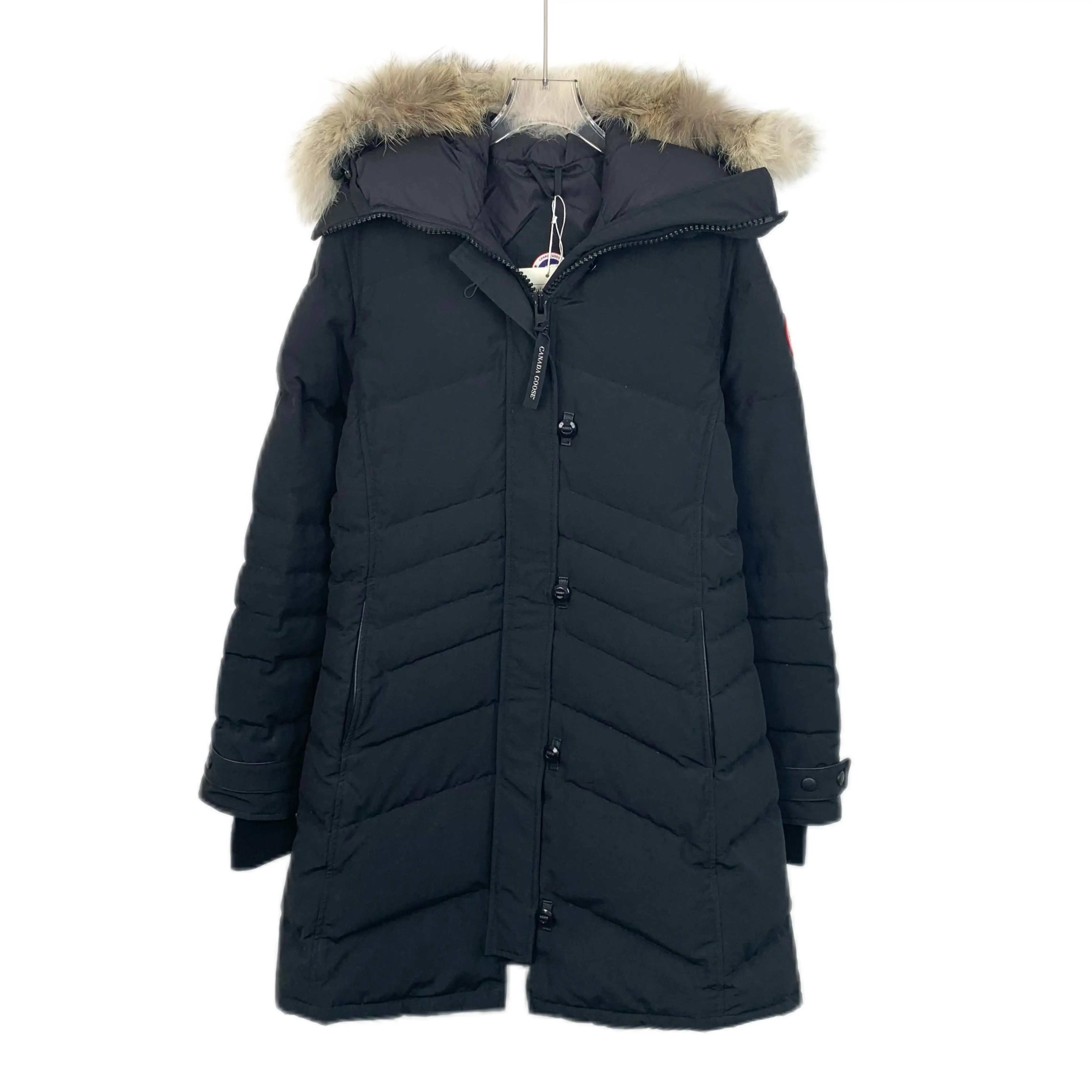 RDLT— Canada Goose Black Fur Hood Logo Down Jacket Size M