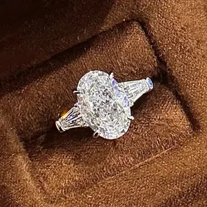 Classic Lady 4ct Lab Moissanite Diamond Ring Real 925 Sterling Silver Party Wedding Band Rings for Women Engagement Jewelry