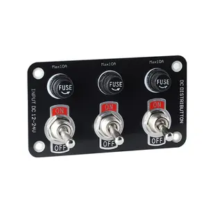 Waterproof Toggle Switch Panel Kit, DC 12V 3-in-1 Toggle Switch with 10A Fuse ON Off SPST Multi-Switch Panel for Car RV Boat