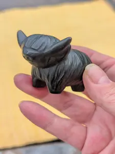 Hand Carved Crystal Highland Cow - Serpentine Obsidian Aventurine