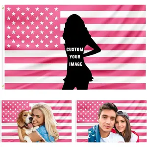 cxfwellCustom Pink America Flag Personalized Flags Design Your Own Text Photo Image Funny Poster for Decor Living Rooms Bedrooms (3x5 FT) (pink american flag) Tapestry Wall Mural Tapestry Wall Hanging