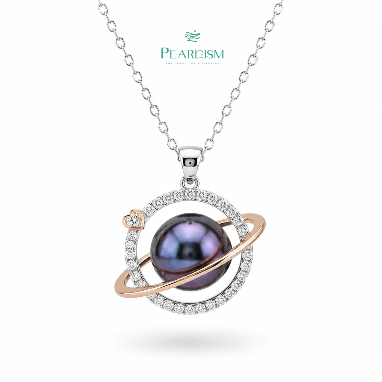 【Adee】PEARLISM Dainty Everyday Edison Pearl Pendant | 9-10mm Two-Tone Silver CZ Hypoallergenic-AFEP026