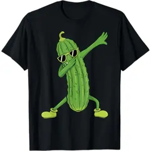 Casual T-shirt Dabbing Pickle Dancing Cucumber Lover Unisex and Adults Black T-Shirt