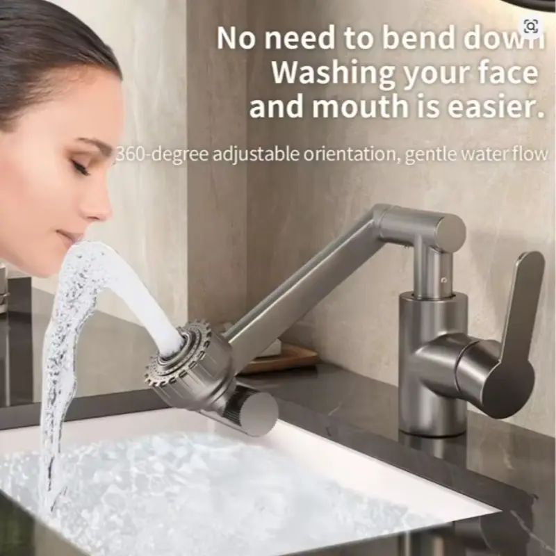 Universal Rotating Basin Faucet, 1080 Degree Adjustable Hot & Cold Water Tap, Multi-Function Bathroom & Kitchen Sink Mixer, Rotatable Rotary Faucet, Bathroom Sink Faucets, Faucets for bathroom sinks, Washbasin Swivel Faucet