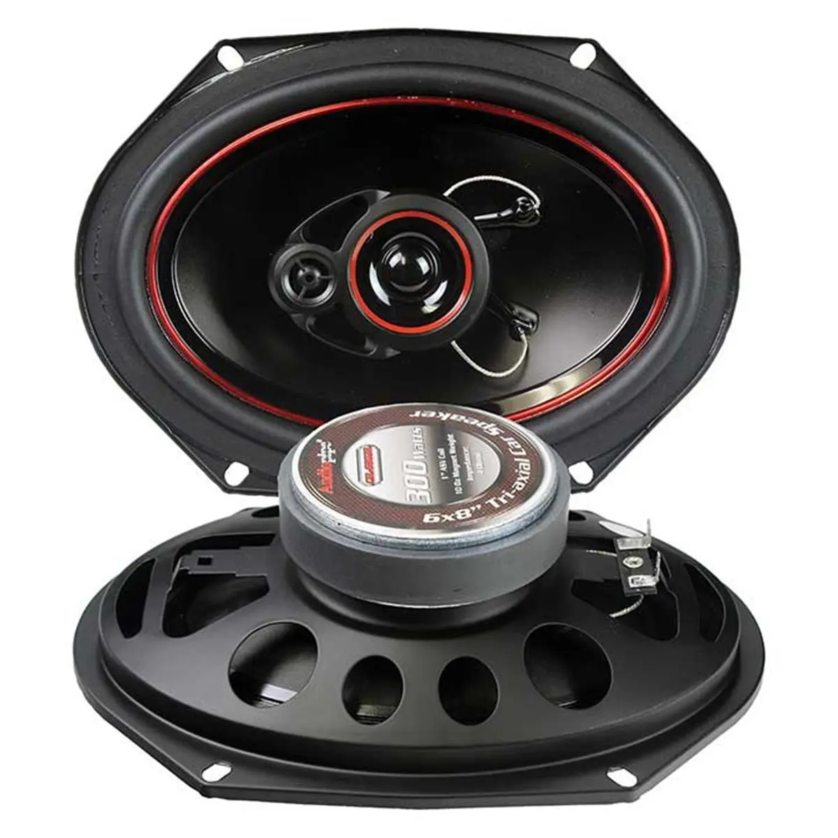 Audiopipe CSL6803R 6x8 in 3-Way Mid-Range Automotive Car Audio Loudspeaker - 300W Power, PP Electroplate Injection Cone, 40mm Mylar, High-Quality Construction, Mid-Range Sound, 4.3 lbs, 8.5" H x 4" W x 12.5" L, Sound Upgrade, Modern Design
