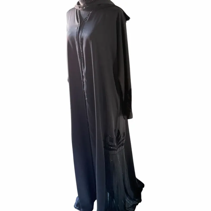 Whisper Pleat Abaya - Premium Lightweight Flowy Fabric with Elegant Pleated Chiffon Hem & Subtle Embroidered Sleeves Perfect for Eid Celebration and Gatherings