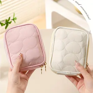 Portable Mini Zip Handheld Cosmetic Pouch - Multifunctional Home Organizer Storage Bag for Beauty Products Touch-Ups