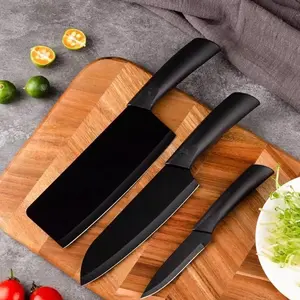 Black Blade 3-Piece Household Knife Set — includes a chef’s knife, vegetable knife, and fruit knife, designed for cutting meat, vegetables, and fruits; sharp and durable, comes with a knife holder.