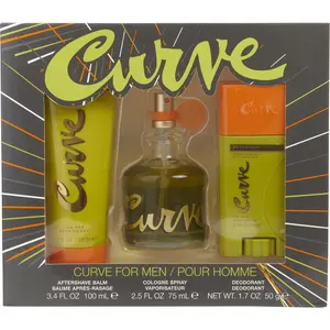 Curve Set-Cologne Spray 2.5 Oz & Aftershave Balm 3.4 Oz & Deodorant Stick 1.7 Oz For Men