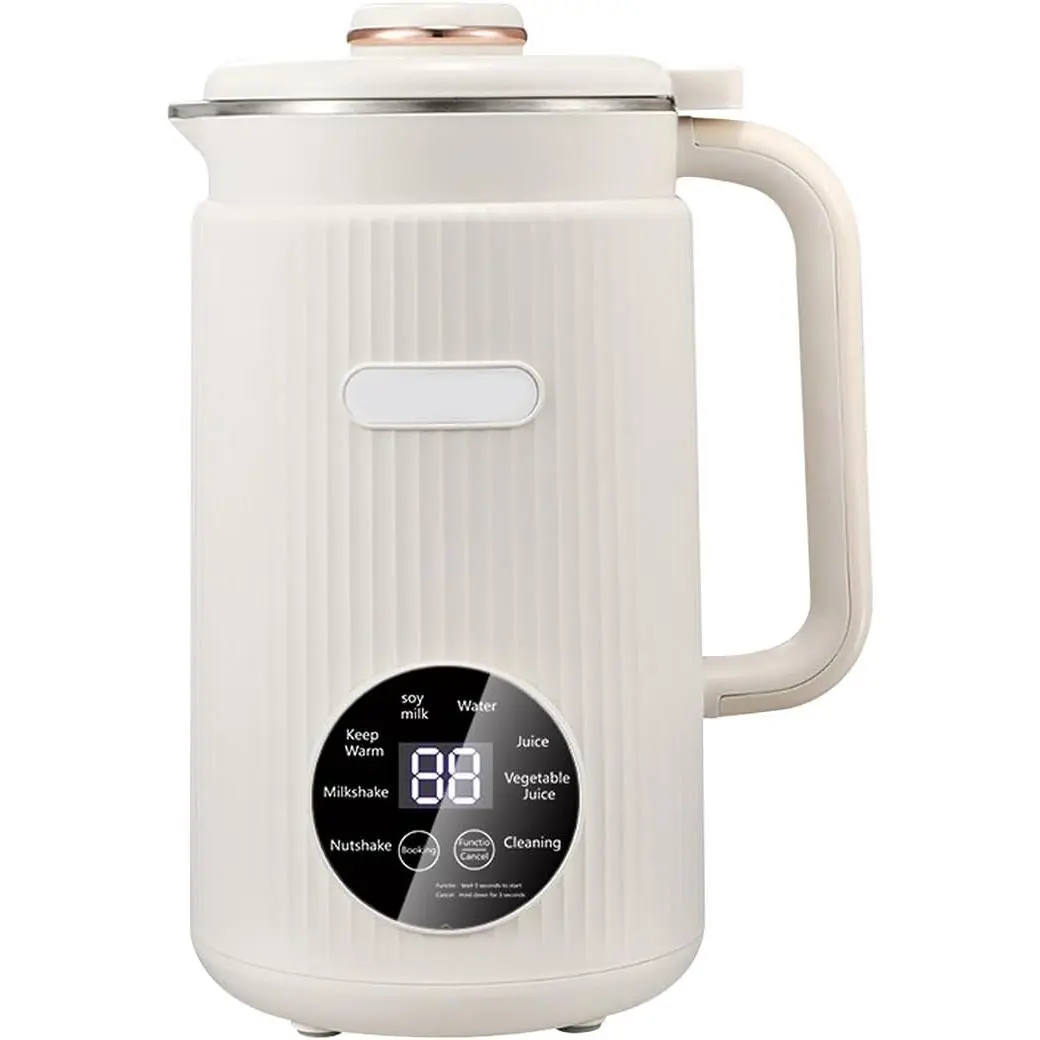 White Food Grade Stainless Steel Nut Milk Maker - Digital Programmable Blender, 12-Blade Soy Milk Machine with Touch Screen, Auto-Clean, 8-Hour Keeping Warm for Juice, Baby Food, Juicer & Blender, High Efficiency, Self-Cleaning