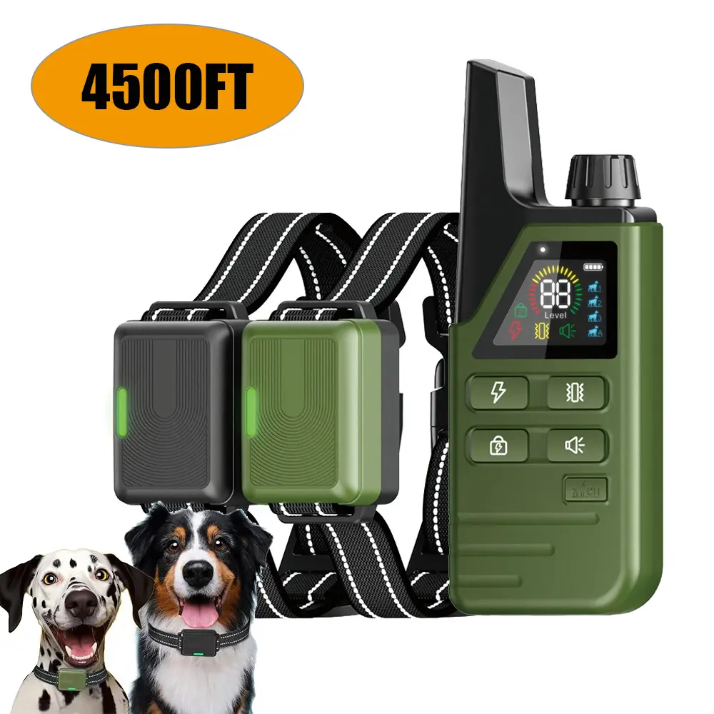Dog Collar 1 , 2 Dogs (10-120Lbs) - 4500FT Dog Training Collar with Remote IPX7 Waterproof Electric Collar with 3 Training Modes, Security Lock, Rechargeable e-Collar for All Breeds, Sizes