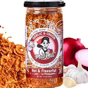 MaeMai Chili Crisp (MEDIUM HOT Spice) - Crunchy Spicy Onion & Garlic Flakes - All-Purpose Seasoning, Topper | Chili oil WITHOUT THE OIL. Crunchy condiment for ramen, rice, salad. 5.47 oz Resealable Bottle