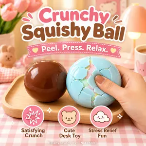 Crunchy Squishy Ball with Crispy Cracking Shell for Party Supplies, ASMR Sensory Squeeze Toy for Stress Relief, Pocket Size Desk Fidget for Birthday Party Favors, Novelty Goodie Bag Fillers Gift for Party Activities Multicolor LED Glowing Tumblers