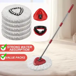 360 Spin Mop Cleaning System – Self Wringing Hands-Free Floor Mop with 5 Microfiber Pads, Long Adjustable Handle for Kitchen Bathroom Tile Hardwood Deep Cleaning