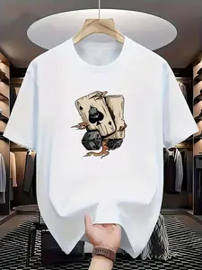 Men's Fashion T-Shirt - Printed with Perfect Combination of Poker Cards and Dice Design