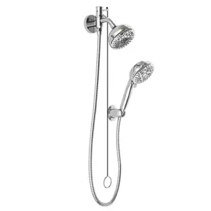 Dual Shower Head Kit with 8-Settings Handheld and Showerhead 304 Stainless Steel Chrome Finish Wall-Mounted No-Handle Zipper Control Easy Installation