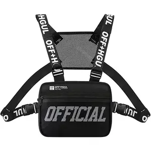 OFFICIAL Functional Tactical Chest Bag Fashion Bullet Hip Hop Vest Streetwear Bag Waist Pack for Men & Women Black Oxford Spinning Lightweight Sports Chest Rig Bag with Zipper Closure