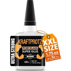 Ceramic Super Glue Gel 1.75 oz XXL for Porcelain Pottery China & Stoneware No-Drip Dries Clear Waterproof & Shock-Resistant Cyanoacrylate