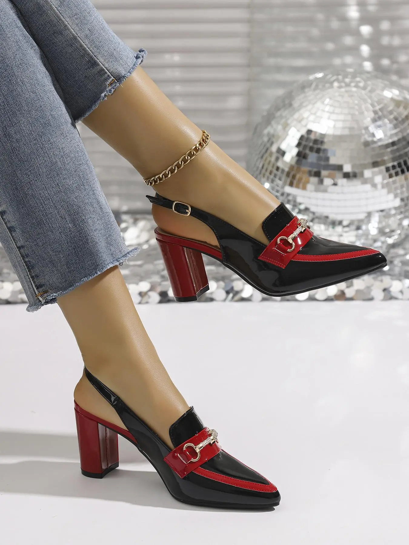 Women's Colorblock High Heel Shoes, Minimalist Heeled Sandals, Pointed Toe Slingback Sandals, Dressy Sandals for Party, Daily Decor for Women & Girls, Elegant Party Heels