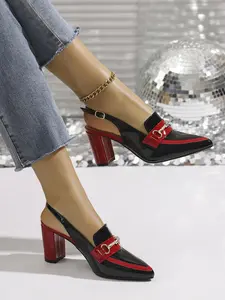 Women's Fashionable Colorblock High Heel Shoes, Elegant Minimalist Heeled Sandals, Elegant Pointed Toe Fashionable Slingback Sandals for Party, Daily Clothing Decor for Women & Girls, Stylish Elegant Classic Sandals, Classy Elevated Sandals