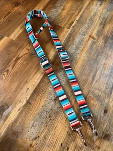 Teal Serape Nylon One Ear Headstall with Snaps