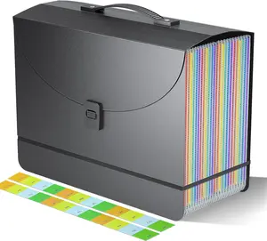 25 Pockets Expanding File Folders,Accordion File Organizer,Portable Filing Box with Plastic Handle,Expandable File Folder,Monthly Bill Receipt Paper and Document Organizer,Colored Tabs,A4/Letter Size Fun storage