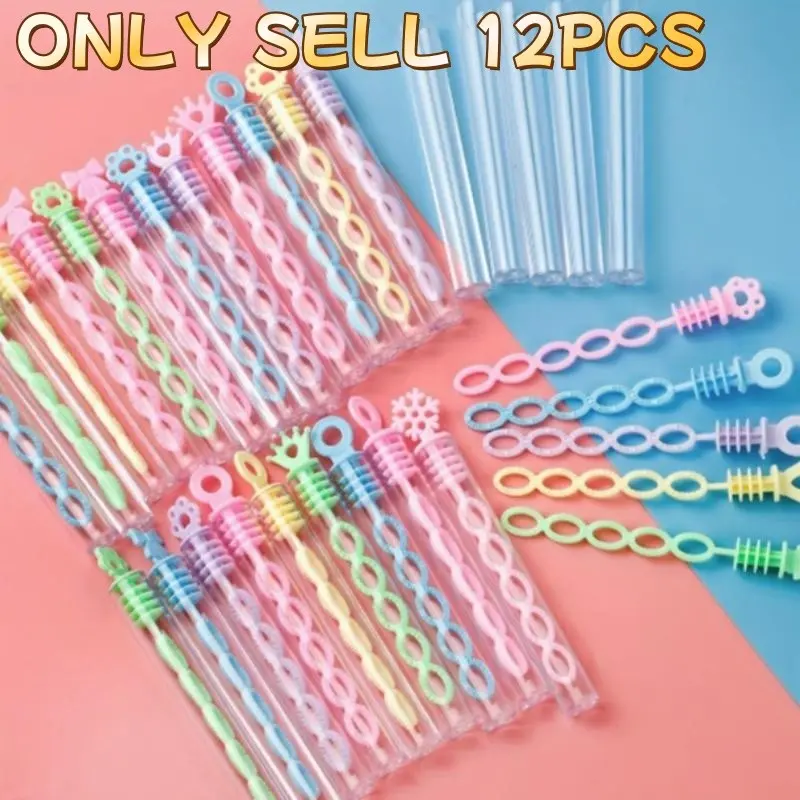 Random Color Mini Bubble Stick, 12pcs Colorful Magic Bubble Stick without Liquid, Party Decoration Supplies for Wedding & Birthday, Bubble Spinner Wand, Artificial, Round, Circle, Bubble Blower, Bubble Wands