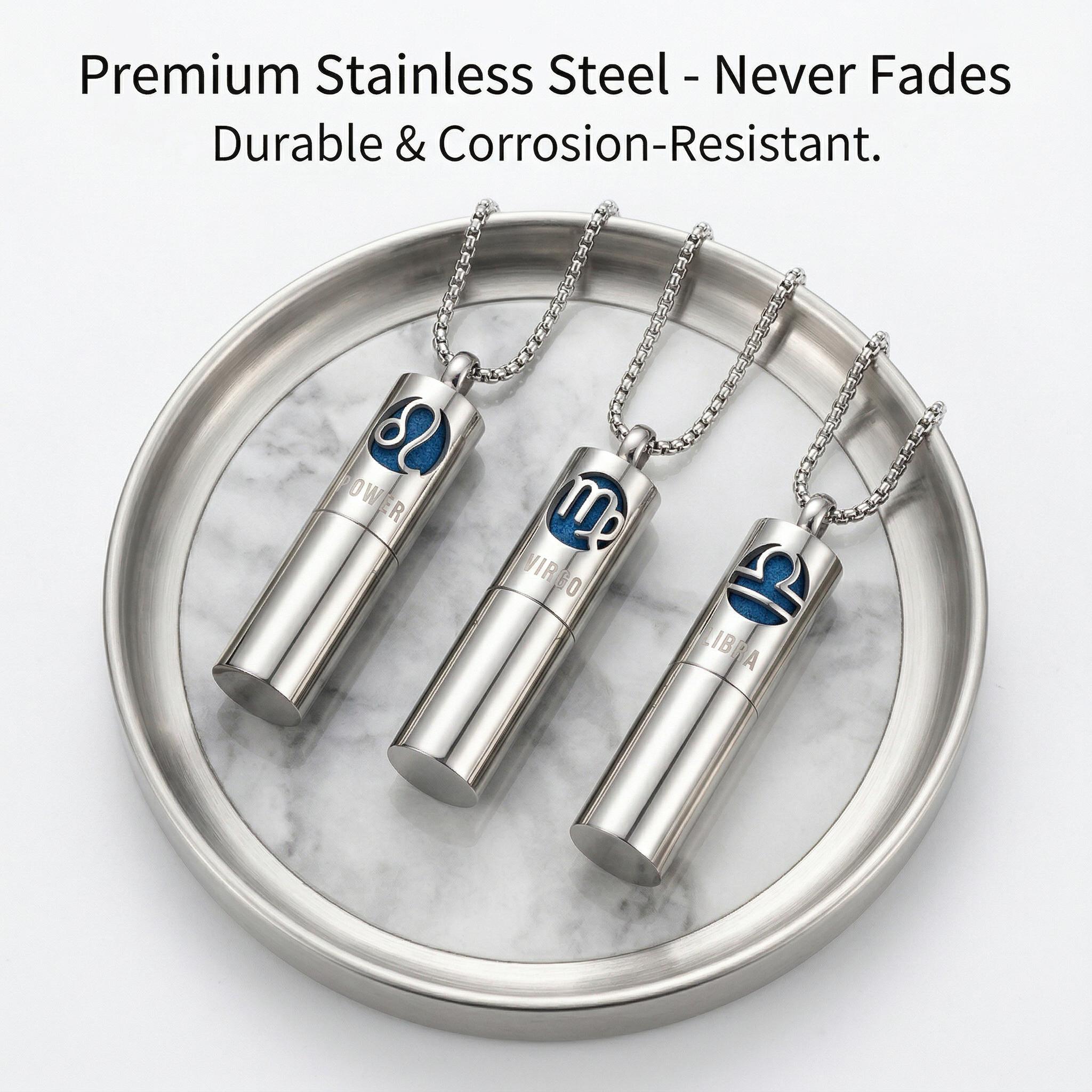 Necklace with 12 Zodiac Signs for Men and Women Aromatherapy Essential Oil Diffuser Pendants Adjustable Waterproof Hypoallergenic Gifts for Astrology Enthusiasts