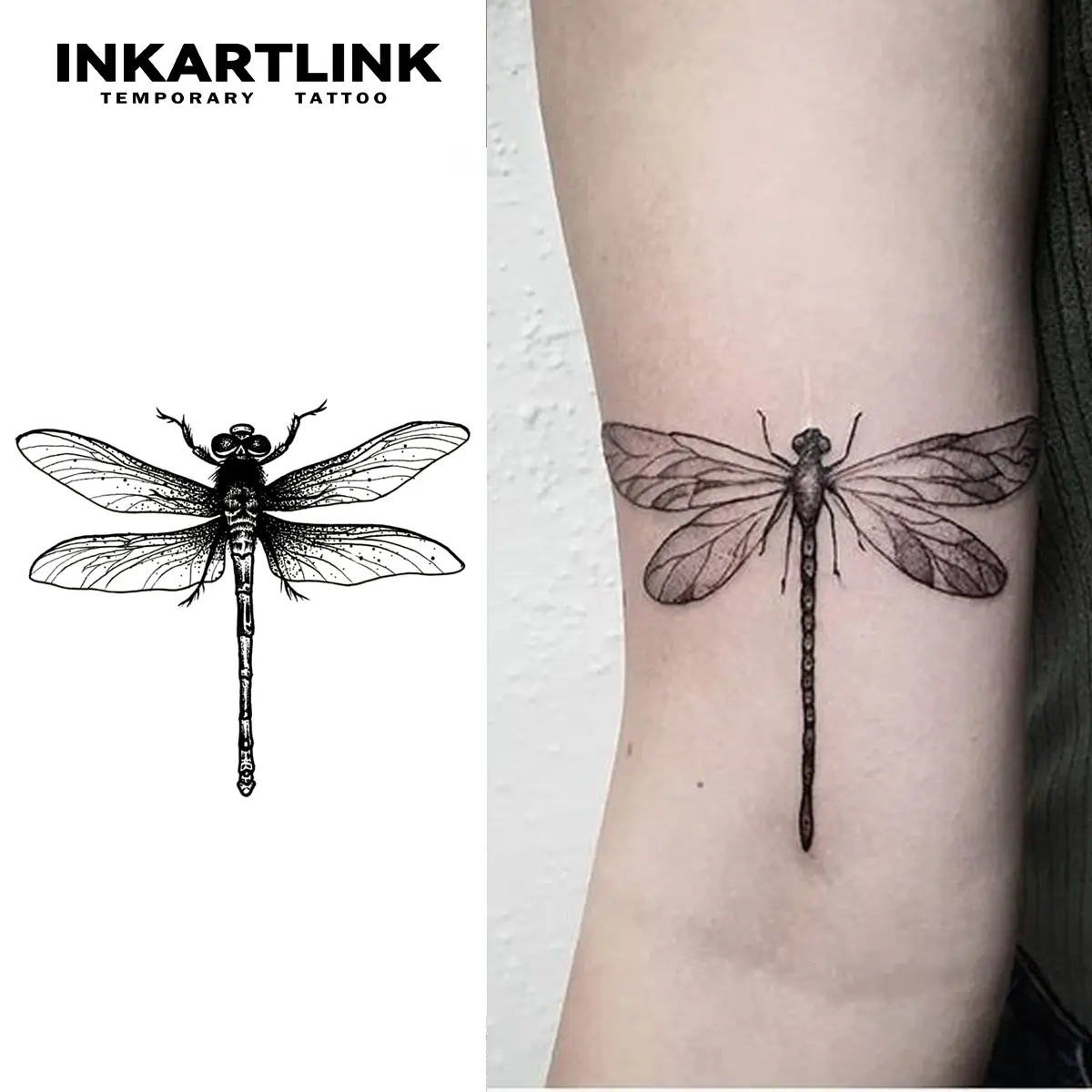INKARTLINK Waterproof Ephemeral Body Art, Semi-Permanent Dragonfly Stickers Lasting 1-2 Weeks, 2 Sheets, All Skin Types, Fake Tattoos, Lasts Weeks, Temporary Tattoos, Fashion, Long Lasting