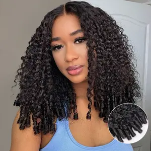 [Upgrade Drawstring] Wiggins Hair Burmese Curly Wig with Spiral End Pre Cut 5x7 Lace Glueless Wigs Human Hair Beginners Friendly TikTokShopJumpstartSale