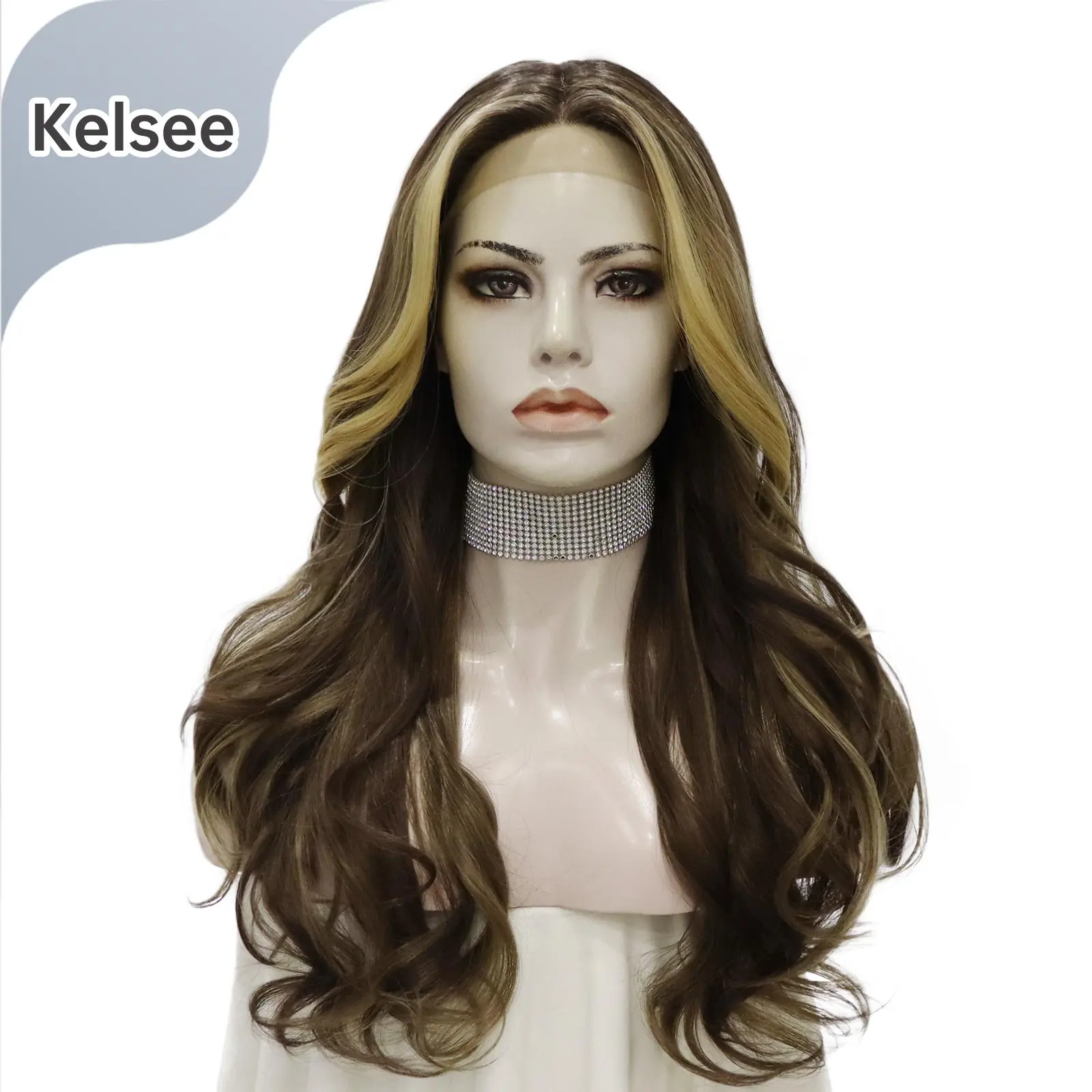 IMstyle Kelsee Daily Brown with highlight lace front wigs Glueless T-parting 26inches -TQ01-C27