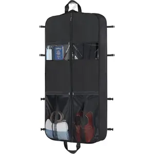48 Inch Garment Bags for Travel Heavy Duty Travel Suit Bag for Men Women with Buckles &  Strap Garment Bags for Hanging Clothes, Black