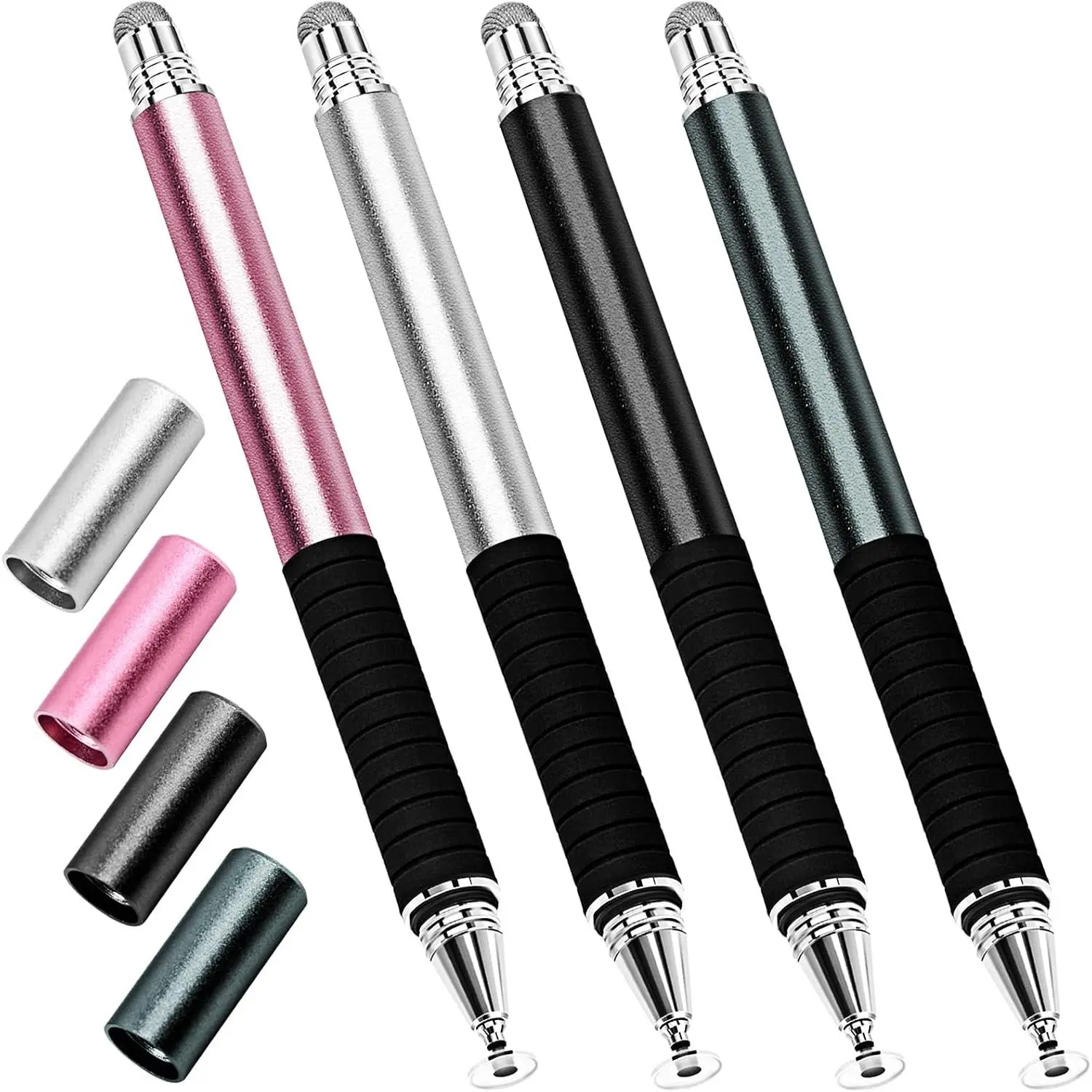 Capacitive Stylus Pen (4 Pack), Universal Stylist Pens 2 in 1 Precision Series Fine Point Disc Touch Screen for /iPad/Android/Tablet and All Screens