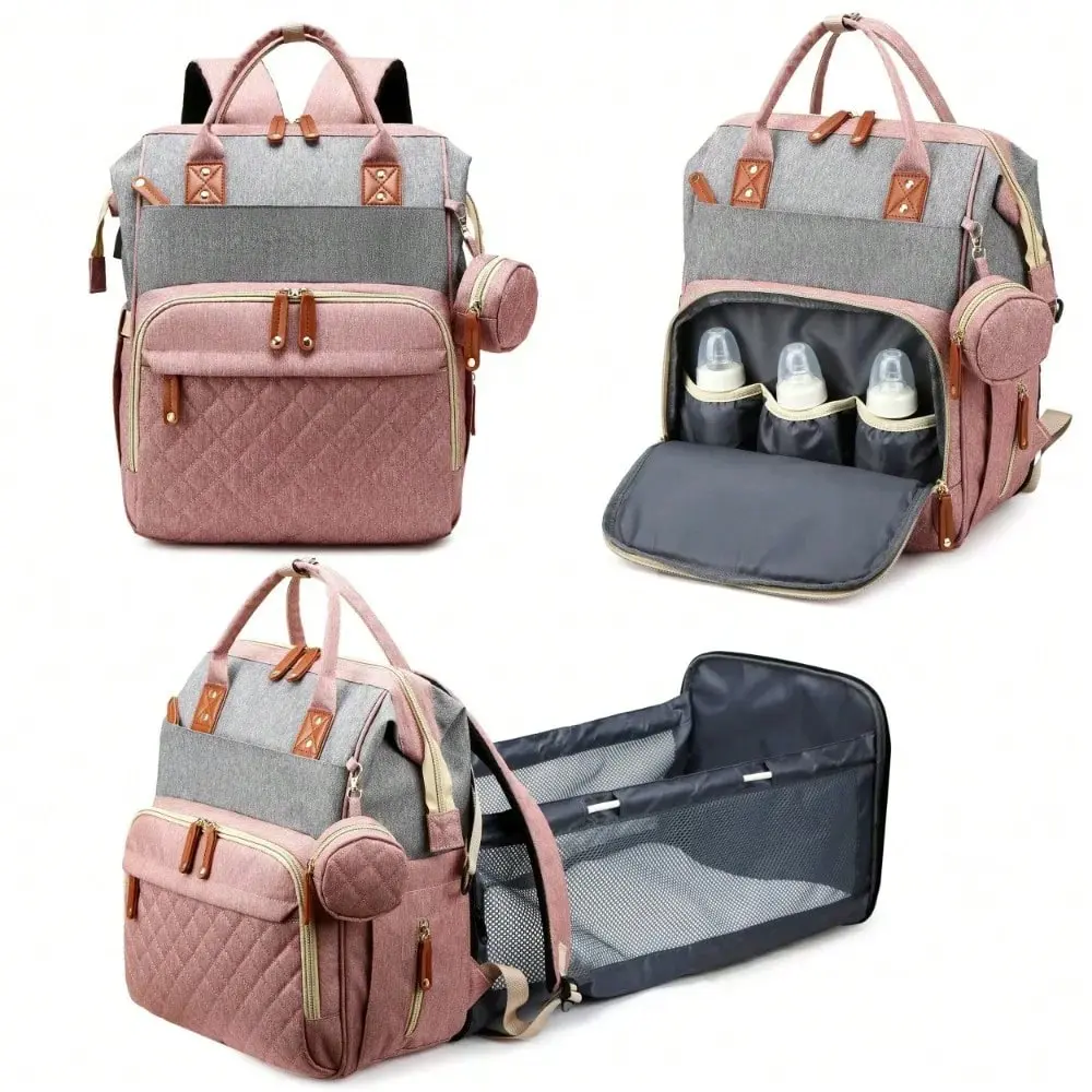 Moms Baby Bag ,Portable baby changing bag, Baby essentials, Portable baby changing bag, Fashion Mummy Bag, Large Capacity Travel Outdoorfun Baby diaperBags for Mom Dad with Insulated Pocket & Strap